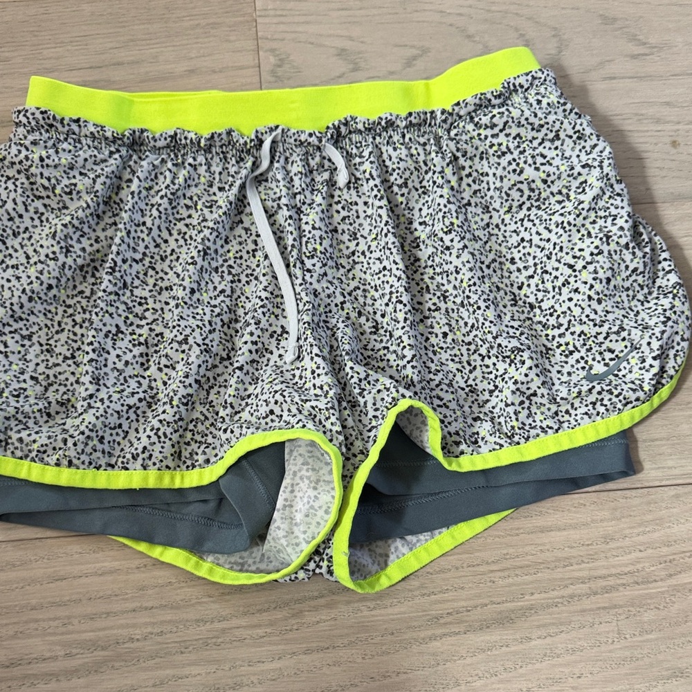 Nike Women's Athletic Shorts with Neon Yellow Trim